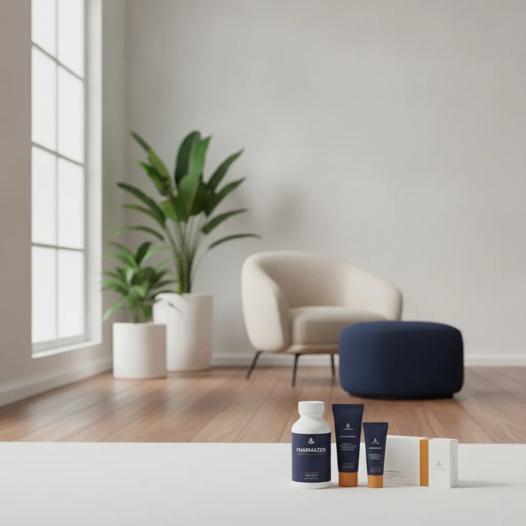 A neat plain kraft parcel box on a table near a bright hallway entrance